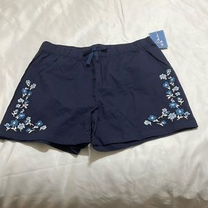 Girls Embroidered Floral Shorts - Blue Skies - Thunder Blue Size 10